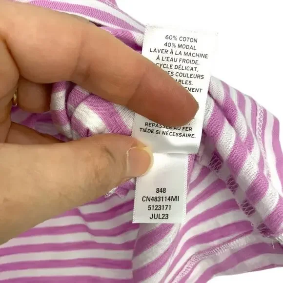 Caslon Flowy Asymmetric Neck Knit Tank Pink White Stripe Size XL NWT $39 MSRP - Picture 7 of 8